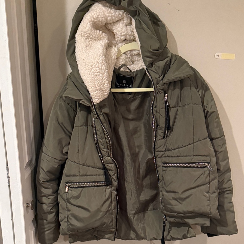Bagatelle Olive Jacket with Sherpa Lining